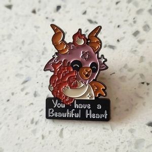You Have A Beautiful Heart Evil Goat Demon Macarbe Horror Lapel Pin